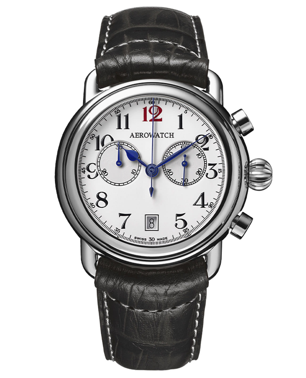 Aerowatch Aerowatch 1942 83926 AA04  83926 AA04 кварцевые мужские часы белый циферблат, браслет кожаный — вид спереди